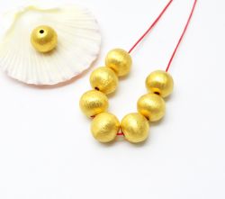 18K Solid Yellow Gold Ball Shape Brushed Finishing 12mm Bead, SGTAN-0389, Sold By 1 Pcs.
