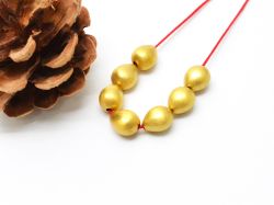 18K Solid Yellow Gold Drop Shape Matt Finishing 7,5X9,5mm Bead, SGTAN-0390, Sold By 1 Pcs.