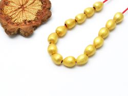 18K Solid Yellow Gold Drop Shape Matt Finishing 5X6,5mm Bead, SGTAN-0391, Sold By 1 Pcs.