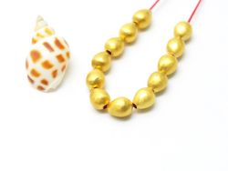 18K Solid Yellow Gold Drop Shape Matt Finishing 6X7,5mm Bead, SGTAN-0392, Sold By 1 Pcs.