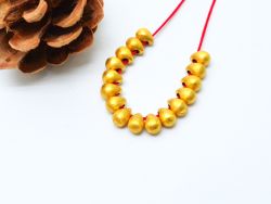 18K Solid Yellow Gold Drop Shape Brushed Finishing 5X7mm Bead, SGTAN-0395, Sold By 1 Pcs.
