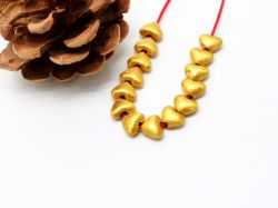 18K Solid Yellow Gold Heart Shape Brushed Finishing 7X7,5mm Bead, SGTAN-0399, Sold By 1 Pcs.