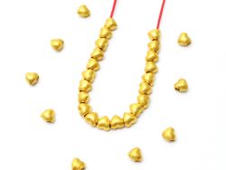 18K Solid Yellow Gold Heart Shape Brushed Finishing 5X5mm Bead, SGTAN-0400, Sold By 2 Pcs.