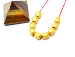 18K Solid Yellow Gold Oval Shape Brushed Finishing 5X7,5mm Bead, SGTAN-0404, Sold By 1 Pcs.