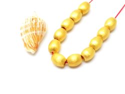 18K Solid Yellow Gold Oval Shape Brushed Finishing 8X9,5mm Bead, SGTAN-0406, Sold By 1 Pcs.