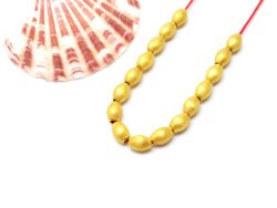 18K Solid Yellow Gold Oval Shape Matt Finishing 5X7mm Bead, SGTAN-0407, Sold By 1 Pcs.