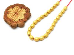 18K Solid Yellow Gold Oval Shape Matt Finishing 4X5mm Bead, SGTAN-0408, Sold By 2 Pcs.