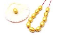 18K Solid Yellow Gold Oval Shape Matt Finishing 8X11mm Bead, SGTAN-0410, Sold By 1 Pcs.