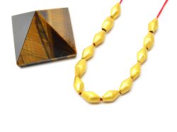 18K Solid Yellow Gold Drum Shape Brushed Finishing 5X9,5mm Bead, SGTAN-0413, Sold By 1 Pcs.