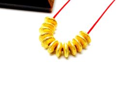 18K Solid Yellow Gold Puff Coin Shape Brushed Finishing 6mm Bead, SGTAN-0417, Sold By 1 Pcs.