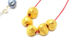 18K Solid Yellow Gold Nugget Shape Brushed Finishing 9X10mm Bead, SGTAN-0420, Sold By 1 Pcs.