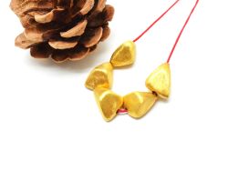 18K Solid Yellow Gold Nugget Shape Brushed Finishing 11,5X14X11mm Bead, SGTAN-0423, Sold By 1 Pcs.