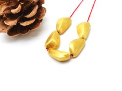 18K Solid Yellow Gold Nugget Shape Brushed Finishing 10X17,5X10,5mm Bead, SGTAN-0425, Sold By 1 Pcs.