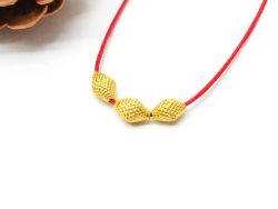 18K Solid Yellow Gold Drum Shape Textured Finishing 5X8mm Bead, SGTAN-0430, Sold By 5 Pcs.
