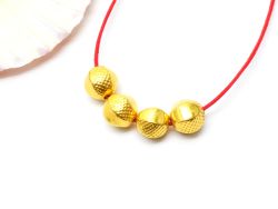 18K Solid Yellow Gold Ball Shape Textured Finished, 7X7,8mm Bead, SGTAN-0434, Sold By 1 Pcs.