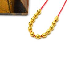 18K Solid Yellow Gold Ball Shape Plain Finished, 3,5X4mm Bead, SGTAN-0439, Sold By 5 Pcs.