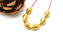 18K Solid Yellow Gold Drum Shape Plain Finished, 12X7mm Bead, SGTAN-0443, Sold By 1 Pcs.