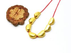 18K Solid Yellow Gold Nugget Shape Plain Finished, 6,5X11X6,5mm Bead, SGTAN-0446, Sold By 1 Pcs.