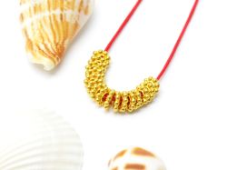 18K Solid Yellow Gold Flower Shape Plain Finished, 5,0X1,2 mm Bead, SGTAN-0467, Sold By 5 Pcs.