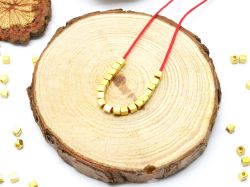 Solid 18k Gold Bead in SQ Shape - 2,2X2,4 mm Size, SGTAN-0482, Sold By 5 Pcs.