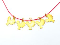 18k Solid Gold Hen Shape Bead For Pendant, 14X3,5X15,5X0,6 mm Pendant Finding, SGTAN-0494, Sold By 1 Pcs.