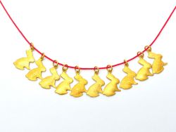 18k Solid Gold Charm Pendant, 9,8X7,5X12,6X0,8 mm Rabbit Shape Pendant Finding, SGTAN-0495, Sold By 1 Pcs.