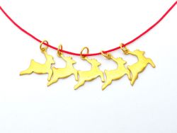 18 Carat Solid Gold Deer Shape Bead For Pendant in 9,1X8,5X16,8X0,8 mm Size, SGTAN-0496, Sold By 1 Pcs.