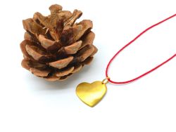 18K Solid Yellow Gold Pendant in Heart Shape With 17X15,5X1,6 mm, SGTAN-0517, Sold By 1 Pcs.