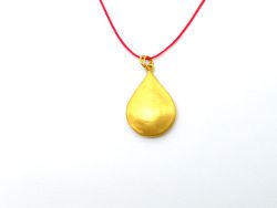 18K Solid Yellow Gold Plain Pendant in Drop Shape - 28,5X19X5 mm, SGTAN-0520, Sold By 1 Pcs.