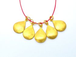 18K Solid Gold Pendant - Drop in Shape,23X15X4 mm Size, SGTAN-0521, Sold By 1 Pcs.