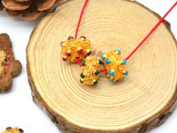 18K Solid Yellow Gold Wheel Shape Bead in 11,5X7,5 mm Size, SGTAN-0581, Sold By 1 Pcs.