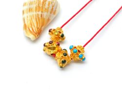 Fancy 18K Solid Gold Roundel Shape Beads in 10X8mm Size -  SGTAN-0717, Sold By 1 Pcs.