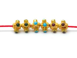 Handmade 18K Solid  Yellow Gold Beads in 5X6mm Size   - SGTAN-0722, Sold By 1 Pcs.
