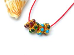  18K Solid  Yellow Gold Beads in Round Shape With 3X9mm Size   - SGTAN-0726, Sold By 1 Pcs.