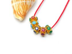  18K Solid  Yellow Gold Beads - Round in Shape , 6X4mm  - SGTAN-0728, Sold By 1 Pcs.