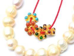 18K Solid  Gold Beads in 9X3mm Size - Hydro Emerald  - SGTAN-0733, Sold By 1 Pcs.