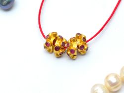  18K Solid  Yellow Gold Beads - Round in shape, 4X9mm Size  - SGTAN-0734, Sold By 1 Pcs.