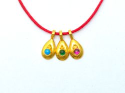 Plain  18k Solid Gold Charm Pendant in Drop Shape  With 10X4mm Size   - SGTAN-0766 Sold by 3 Pcs