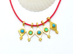 Handmade 18K Solid Gold Charm Pendant - Diamond in Shape , 12X5mm Size    - SGTAN-0767, Sold By 1 Pcs.