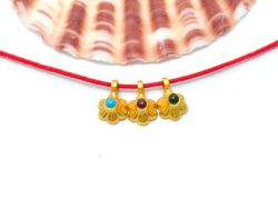 Plain  18k Solid Gold Charm Pendant  in Flower Shape With 5X8mm  Size   - SGTAN-0770 Sold by 3 Pcs