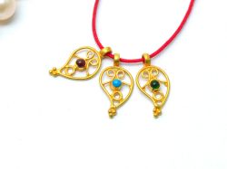 Handmade 18K Solid Gold Charm - Flowers In Shape, 15X7mm    - SGTAN-0810, Sold By 1 Pcs.