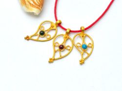 Handmade 18K Solid Gold Pendant Flower Leaves Shape - 17X9mm    - SGTAN-0812, Sold By 1 Pcs.