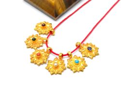 Handmade 18K Solid Gold Charm Pendant in Flower Shape - 15X12X3mm Size  - SGTAN-0835, Sold By 1 Pcs.