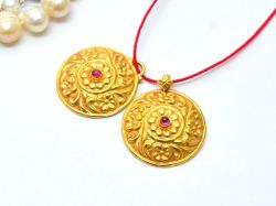  Handmade 18K Solid Gold Charm Pendant - 26X22X6mm Size - SGTAN-0840, Sold By 1 Pcs.
