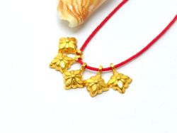  18K Solid Gold Charm Pendant - Flower in Shape , 10X7X2.5mm Size  - SGTAN-0849, Sold By 1 Pcs.