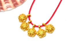  Handmade 18K Solid Gold Charm Pendant in Flower Shape - 7X9X2mm Size  - SGTAN-0855, Sold By 1 Pcs.