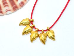  18K Solid Gold Charm Pendant in Flower Leaves Shape - 11X6X2mm  - SGTAN-0858, Sold By 1 Pcs.