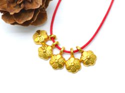  Handmade 18K Solid Gold Charm Pendant in Flower Shape - 10X6X2mm Size  - SGTAN-0868, Sold By 1 Pcs.