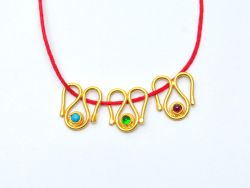  Handmade 18K Solid Gold Charm Pendant - S-clasp lock in Shape , 11X12X2mm Size  - SGTAN-0885, Sold By 1 Pcs.