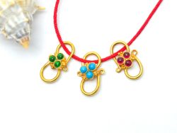 Beautiful 18k Solid Yellow Gold S-Clasp With Hydro Stones. Handmade And Very Lightweight 18k Gold S-Clasp. Sold By 1 pcs